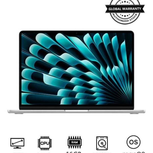 New 2025 MacBook Air MW0W3 13-Inch Display, Apple M4 Chip 10-Core CPU 8-Core GPU Processor/16GB RAM/256GB SSD/macOS English/Arabic Silver