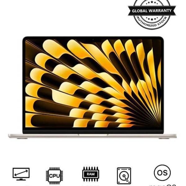 New 2025 MacBook Air MW1J3 15-Inch Display, Apple M4 Chip 10-Core CPU 10-Core GPU Processor/16GB RAM/256GB SSD/macOS English/Arabic Starlight